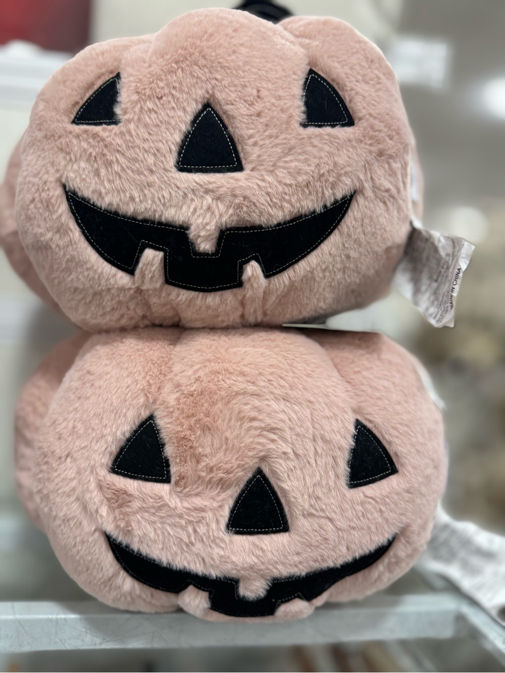 2 Martha stewart faux fur Pink Plush Jack-O'-Lantern Pair pillows